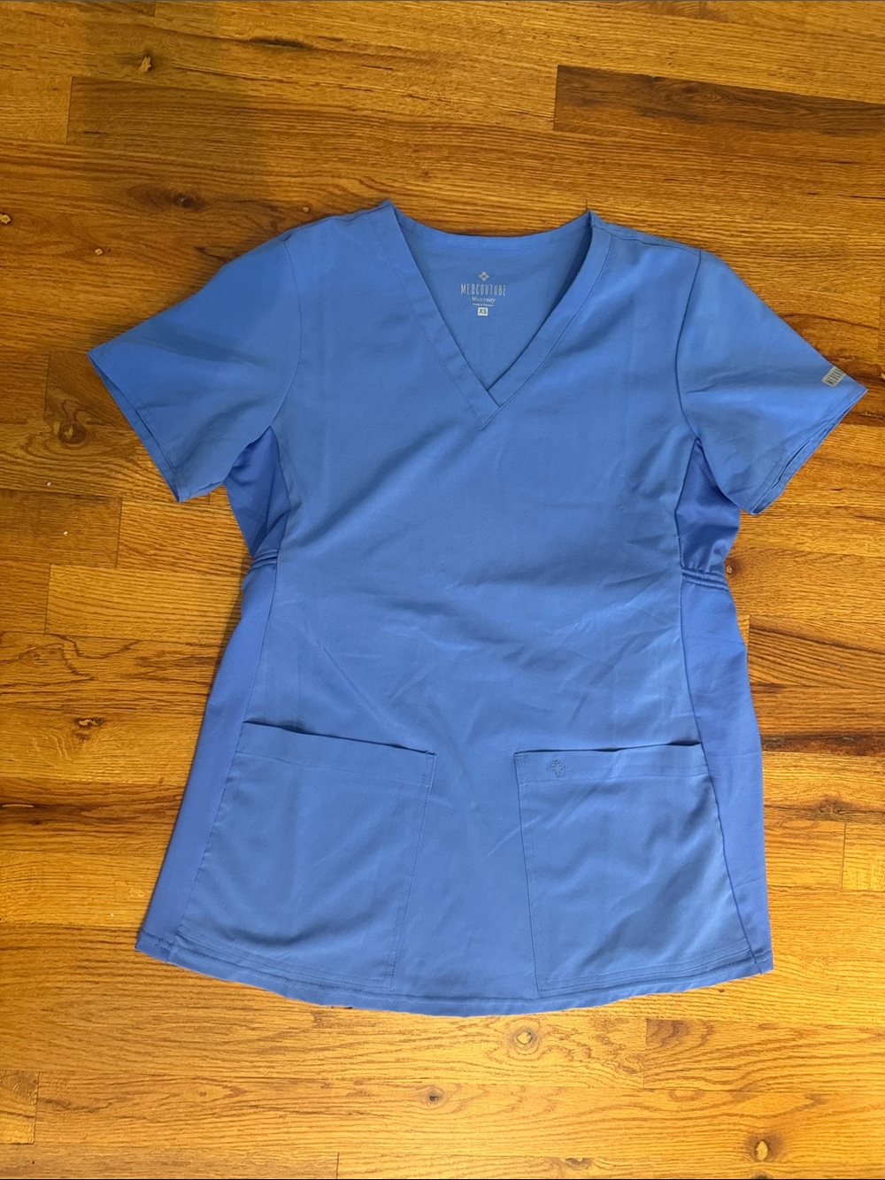 Med Couture V-Neck Scrub Top and Bottom Light Blue